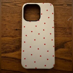 Casely Heart Pattern iPhone 14 Pro Max Case - Red and Cream